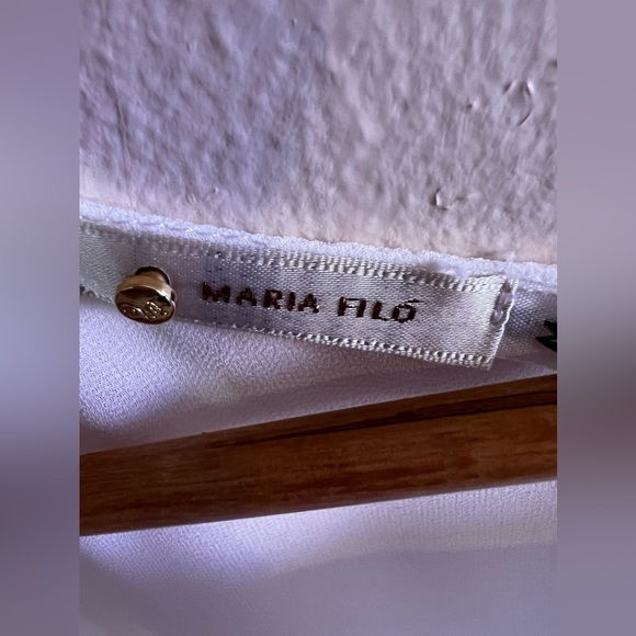 Maria Filo White Short Sleeve Top Size M full buttons at the back - Picture 8 of 16